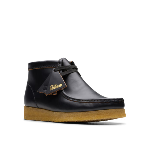 Clarks Wallabee Boot 26177715 Womens Black Leather Lace Up Chukkas Boots