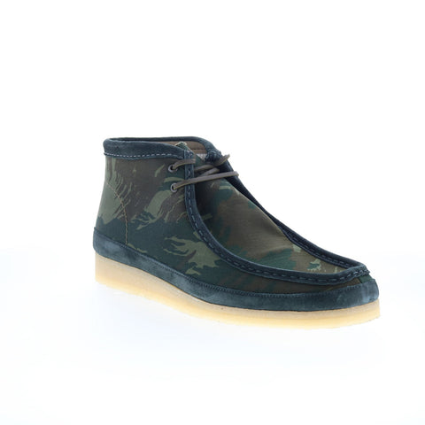 Clarks Wallabee Boot 26177769 Mens Green Canvas Lace Up Chukkas Boots 
