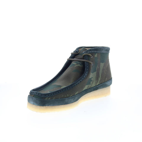 Clarks Wallabee Boot 26177769 Mens Green Canvas Lace Up Chukkas Boots 