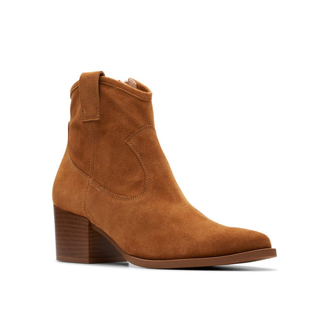 Clarks Elder Rae 26177807 Womens Brown Suede Zipper Ankle & Booties Boots