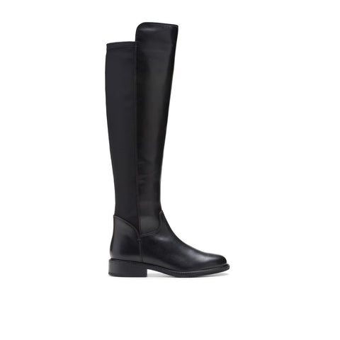 Clarks Renewal Up 26178757 Womens Black Leather Zipper Over The Knee Boots