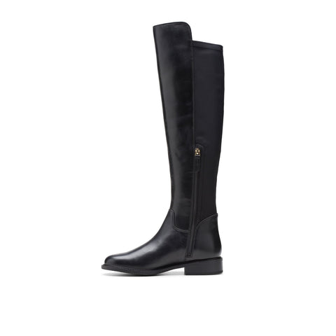 Clarks Renewal Up 26178757 Womens Black Leather Zipper Over The Knee Boots