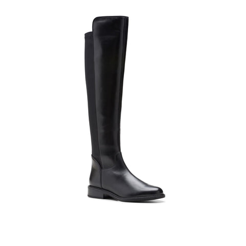 Clarks Renewal Up 26178757 Womens Black Leather Zipper Over The Knee Boots