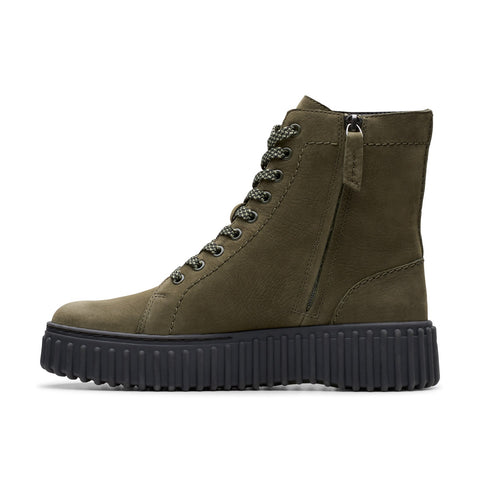 Clarks Torhill Rise 26179123 Womens Green Nubuck Casual Dress Boots