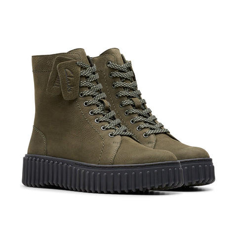 Clarks Torhill Rise 26179123 Womens Green Nubuck Casual Dress Boots