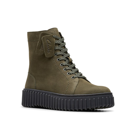 Clarks Torhill Rise 26179123 Womens Green Nubuck Casual Dress Boots