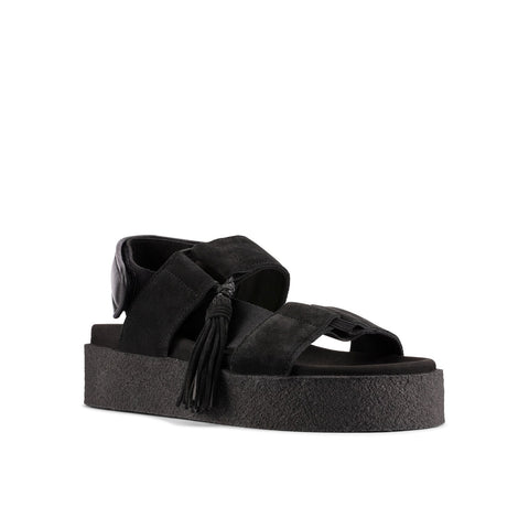 Clarks Crepe Sandal 26179124 Womens Black Leather Strap Sandals Shoes