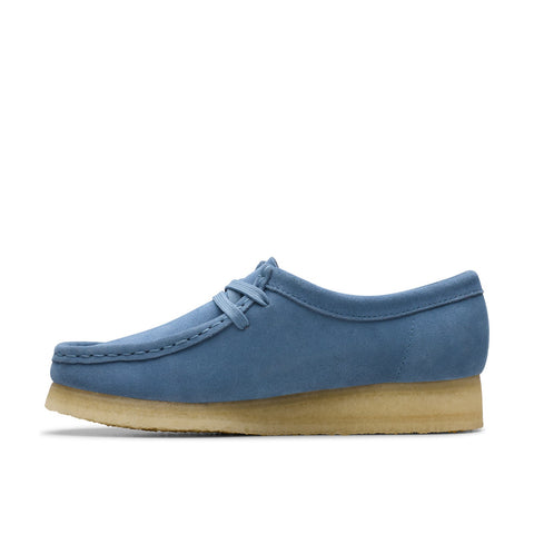 Clarks Wallabee 26179157 Womens Blue Suede Oxfords & Lace Ups Casual Shoes