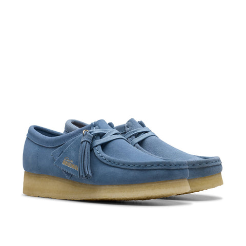 Clarks Wallabee 26179157 Womens Blue Suede Oxfords & Lace Ups Casual Shoes