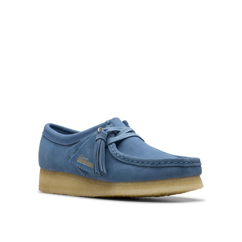 Clarks Wallabee 26179157 Womens Blue Suede Oxfords & Lace Ups Casual Shoes