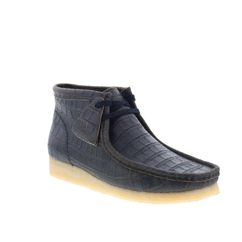 Clarks Wallabee Boot 26179191 Mens Black Leather Lace Up Chukkas Boots