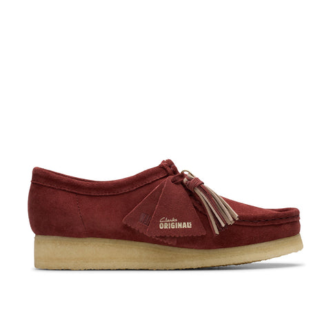 Clarks Wallabee 26179317 Womens Red Suede Oxfords & Lace Ups Casual Shoes