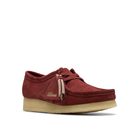 Clarks Wallabee 26179317 Womens Red Suede Oxfords & Lace Ups Casual Shoes