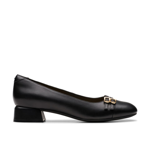 Clarks Daiss 30 Court 26179533 Womens Black Leather Slip On Pumps Heels Shoes