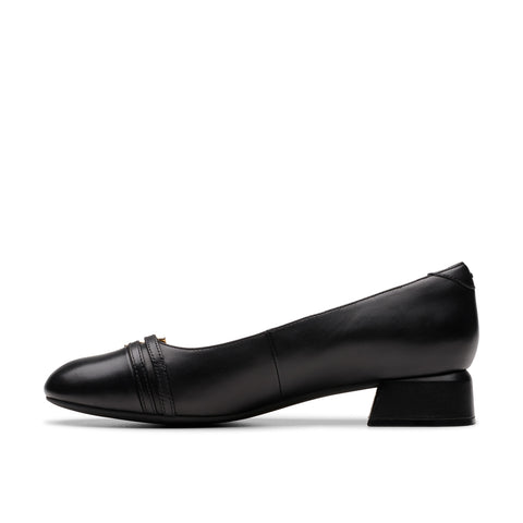 Clarks Daiss 30 Court 26179533 Womens Black Leather Slip On Pumps Heels Shoes