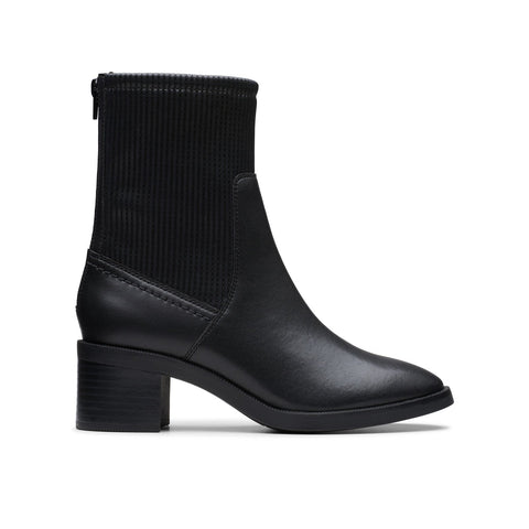 Clarks Lileigh Holly 26179638 Womens Black Leather Ankle & Booties Boots