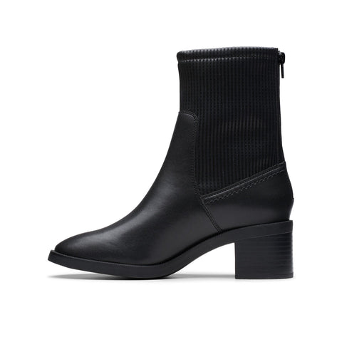 Clarks Lileigh Holly 26179638 Womens Black Leather Ankle & Booties Boots