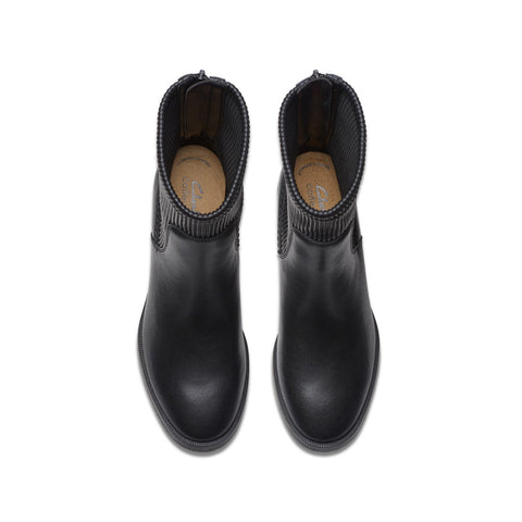 Clarks Lileigh Holly 26179638 Womens Black Leather Ankle & Booties Boots
