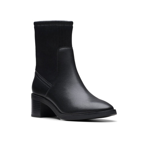 Clarks Lileigh Holly 26179638 Womens Black Leather Ankle & Booties Boots