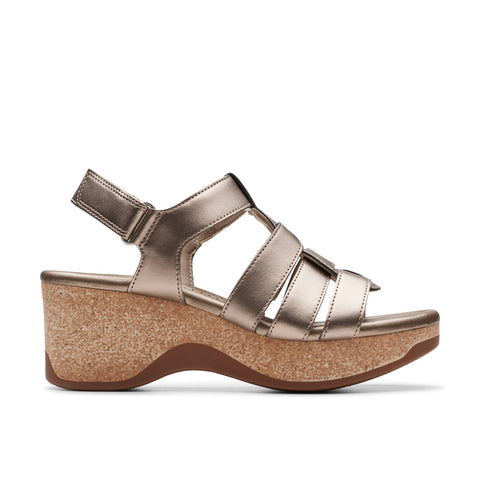 Clarks Chelseah Peak 26179786 Womens Gray Synthetic Strap Sandals Shoes