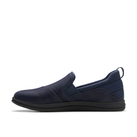Clarks Breeze Dawn 26179936 Womens Blue Wide Canvas Loafer Flats Shoes