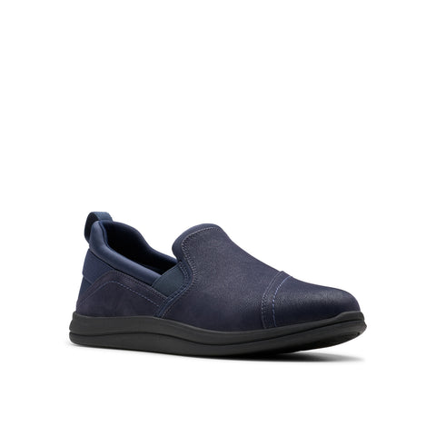 Clarks Breeze Dawn 26179936 Womens Blue Wide Canvas Loafer Flats Shoes