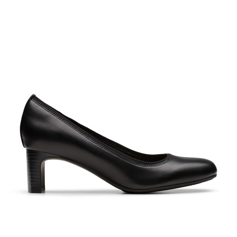 Clarks Anelise Nora 26179946 Womens Black Leather Slip On Pumps Heels Shoes