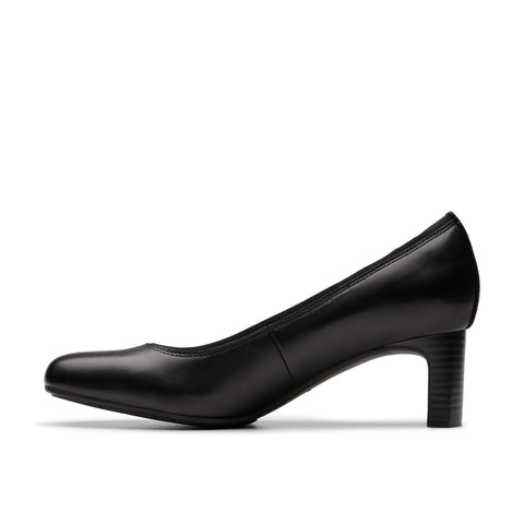 Clarks Anelise Nora 26179946 Womens Black Leather Slip On Pumps Heels Shoes