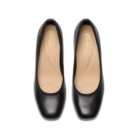 Clarks Anelise Nora 26179946 Womens Black Leather Slip On Pumps Heels Shoes