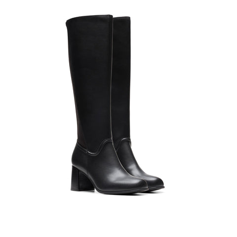 Clarks Keirsta Cove 26180041 Womens Black Leather Zipper Knee High Boots