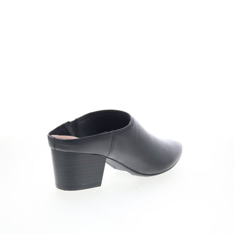 Clarks Juliayna Carly 26180050 Womens Black Leather Mules Heels Shoes