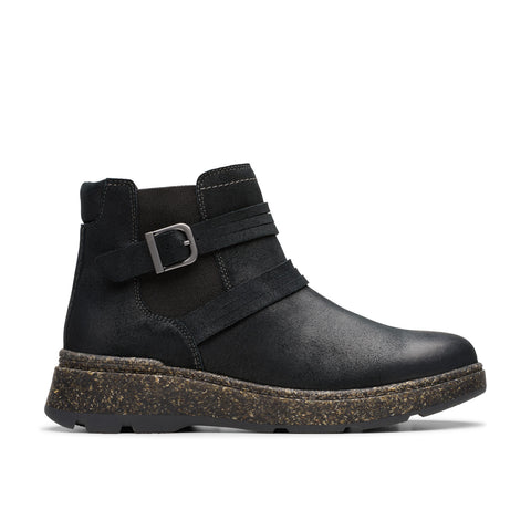Clarks Noralyn Strap 26180099 Womens Black Wide Suede Casual Dress Boots