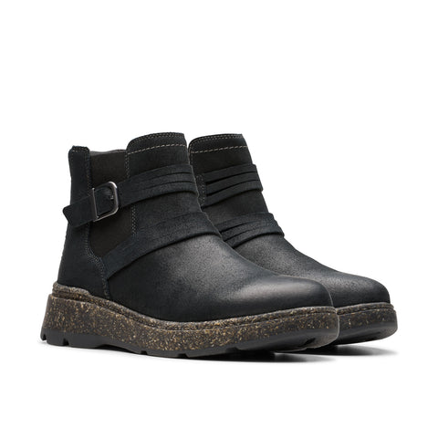 Clarks Noralyn Strap 26180099 Womens Black Wide Suede Casual Dress Boots