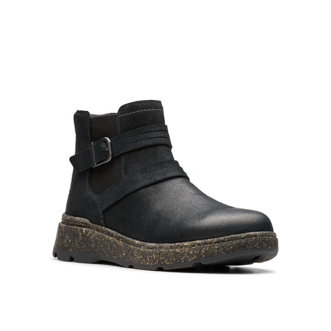 Clarks Noralyn Strap 26180099 Womens Black Wide Suede Casual Dress Boots