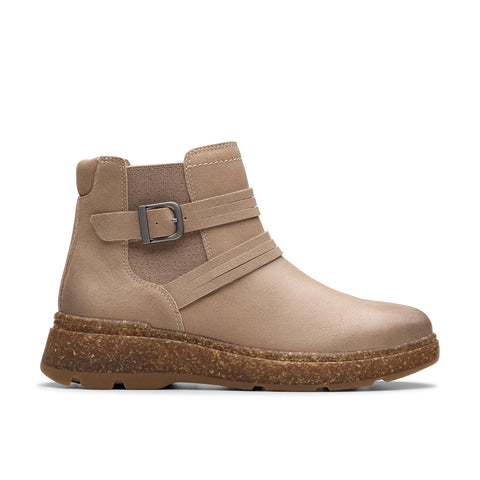 Clarks Noralyn Strap 26180100 Womens Beige Wide Suede Casual Dress Boots