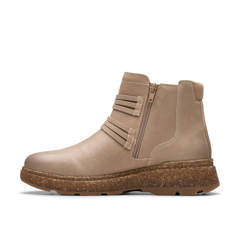 Clarks Noralyn Strap 26180100 Womens Beige Wide Suede Casual Dress Boots