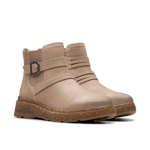 Clarks Noralyn Strap 26180100 Womens Beige Wide Suede Casual Dress Boots