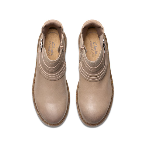Clarks Noralyn Strap 26180100 Womens Beige Wide Suede Casual Dress Boots