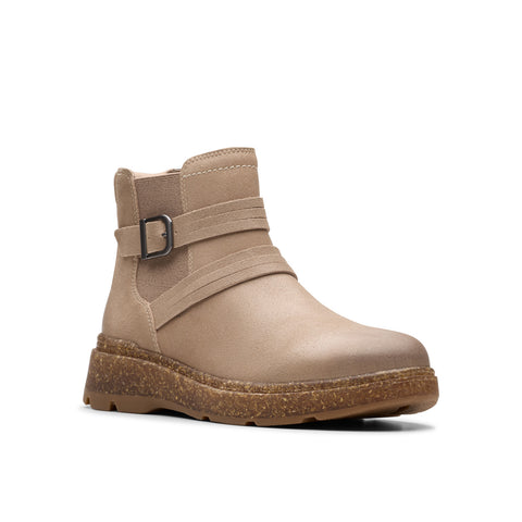 Clarks Noralyn Strap 26180100 Womens Beige Wide Suede Casual Dress Boots
