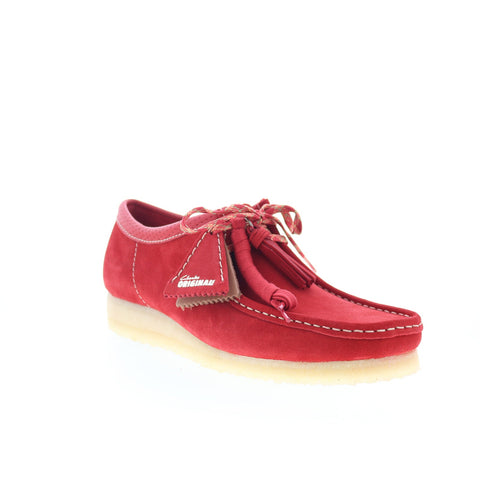 Clarks Wallabee 26180195 Mens Red Suede Oxfords & Lace Ups Casual Shoes
