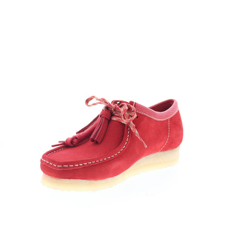 Clarks Wallabee 26180195 Mens Red Suede Oxfords & Lace Ups Casual Shoes