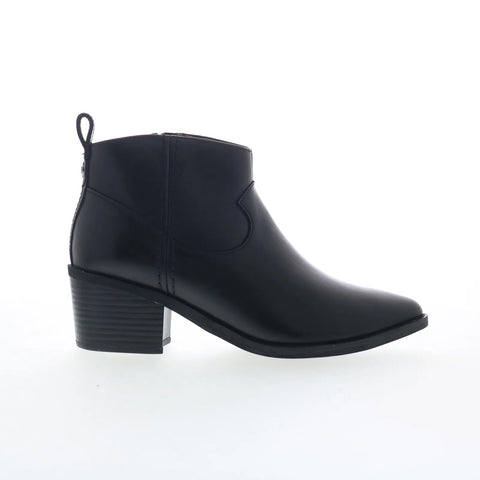Clarks Morzine Sky 26180277 Womens Black Leather Zipper Ankle & Booties Boots