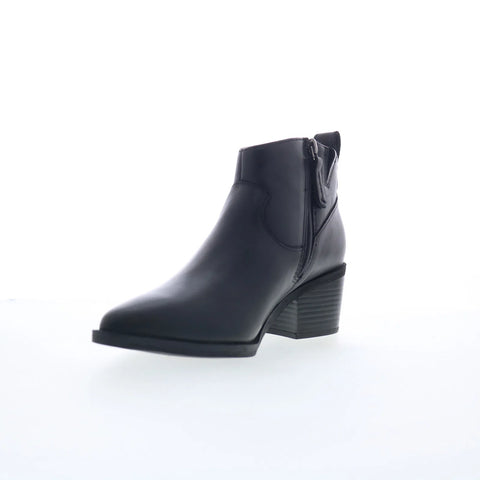 Clarks Morzine Sky 26180277 Womens Black Leather Zipper Ankle & Booties Boots