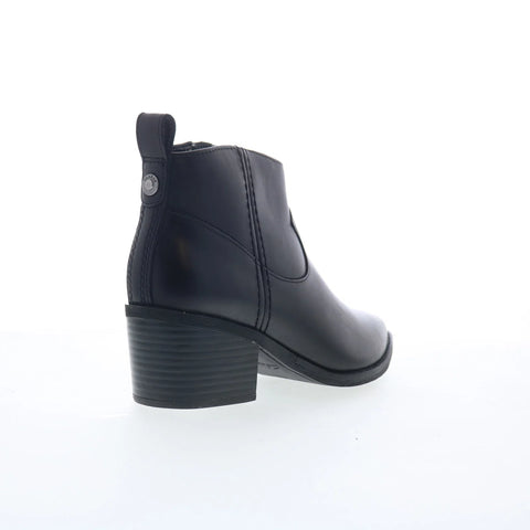 Clarks Morzine Sky 26180277 Womens Black Leather Zipper Ankle & Booties Boots