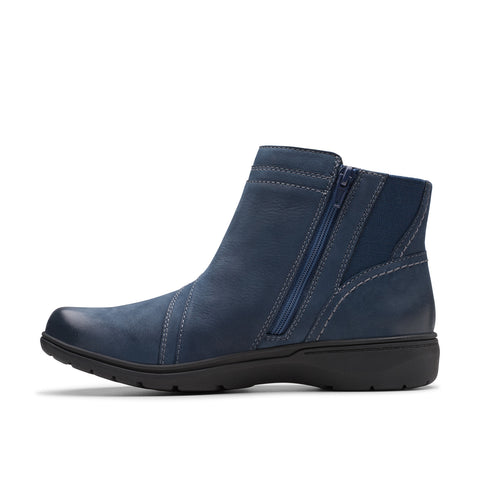 Clarks Carleigh Style 26180601 Womens Blue Wide Nubuck Casual Dress Boots