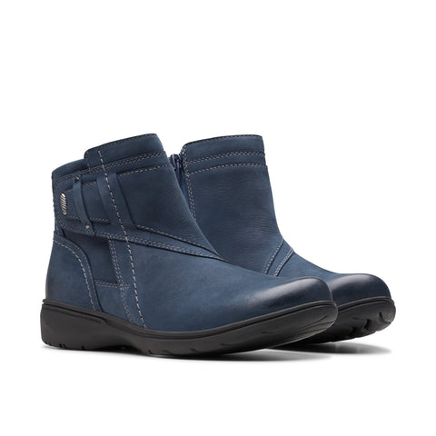 Clarks Carleigh Style 26180601 Womens Blue Wide Nubuck Casual Dress Boots
