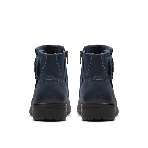 Clarks Carleigh Style 26180601 Womens Blue Wide Nubuck Casual Dress Boots