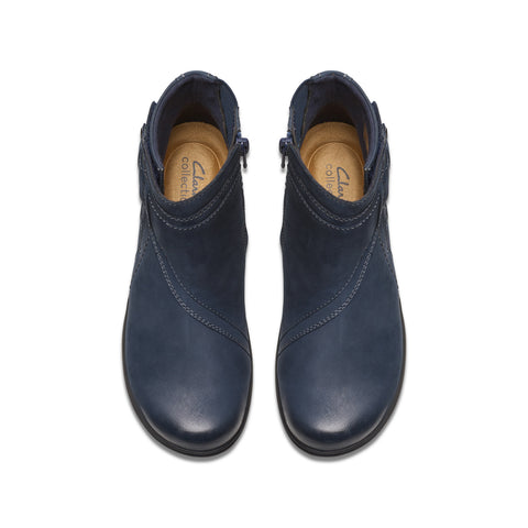 Clarks Carleigh Style 26180601 Womens Blue Wide Nubuck Casual Dress Boots