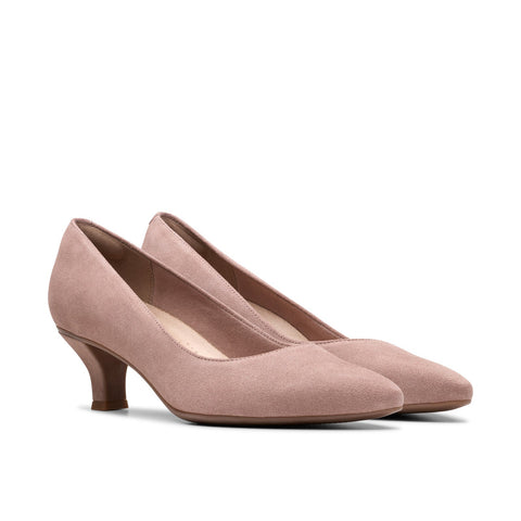 Clarks Kepley Vine 26180607 Womens Pink Wide Suede Pumps Heels Shoes