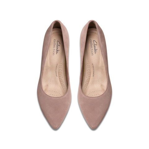 Clarks Kepley Vine 26180607 Womens Pink Wide Suede Pumps Heels Shoes